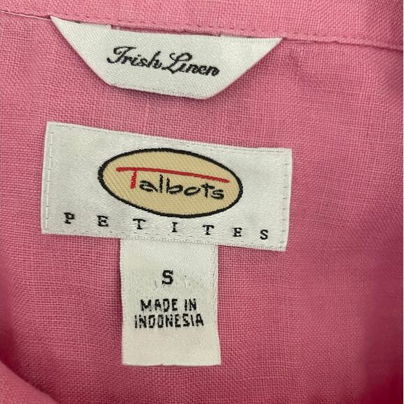 Vintage Talbots Women‎ Top SP Irish Linen Button Up Preppy Coastal Office Travel - Picture 2 of 10